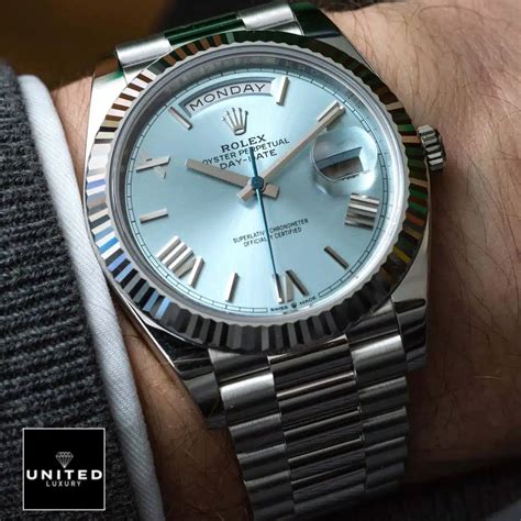 rolex day-date 40 presidential ice blue replica|rolex diamond bracelet.